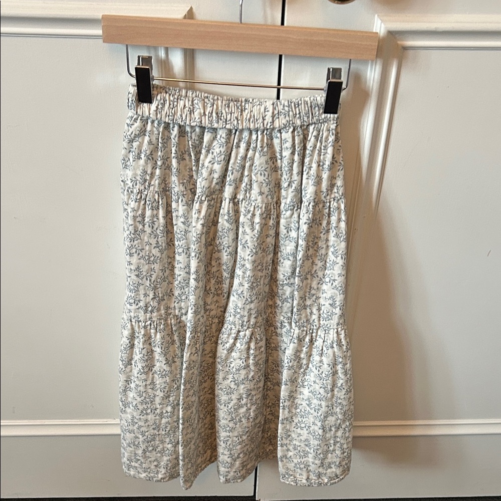 Rylee + Cru kids Cream Midi Skirt with Light Blue Floral Print size 8